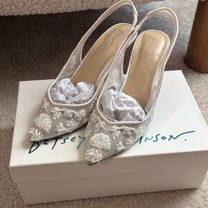 Betsey Johnson White Embellished Heels
